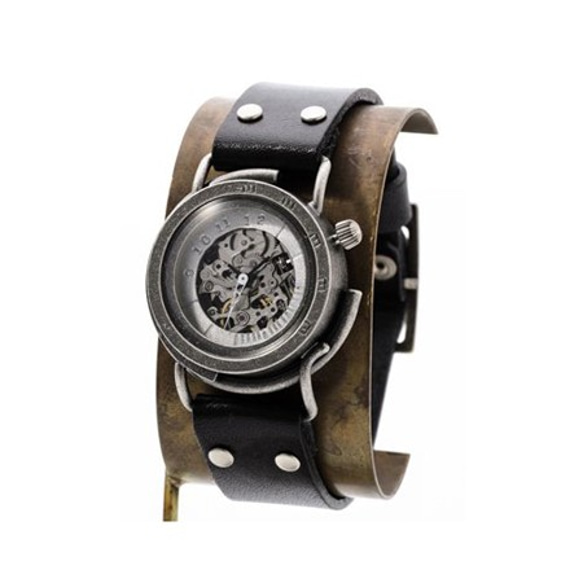 【完売】「黄銅斗景3」機械式時計 手作り時計 2枚目の画像
