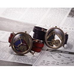 完売「六弦琴」手作り時計 ベルトカラ―3色／名入れ 1枚目の画像