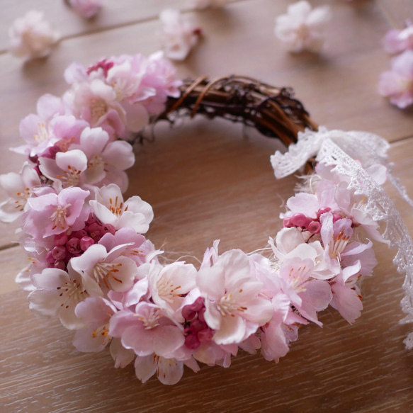 【受注製作】春色♪ 桜のリース 2枚目の画像