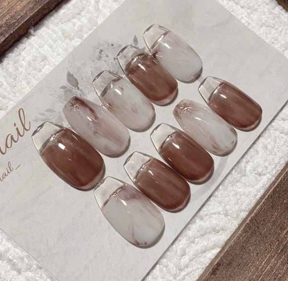 ネイルチップセット マーブルデザイン 春の爽やかマーブルネイル💅鈴蘭ネイルに挑戦！チップで長さ出し