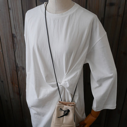 tile lantan bag   「手のりサイズの２way巾着バック」off-white 9枚目の画像