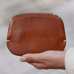 flat purse 「スナップがまぐち」brown 1枚目の画像