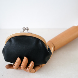 clasp pouch S「ちょこっとレザーポーチ」  black 1枚目の画像