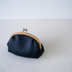 clasp pouch S「ちょこっとレザーポーチ」  black 3枚目の画像