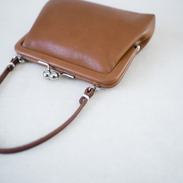 clasp purse「ハンドル付きがま口財布オヤコセット」brown 2枚目の画像