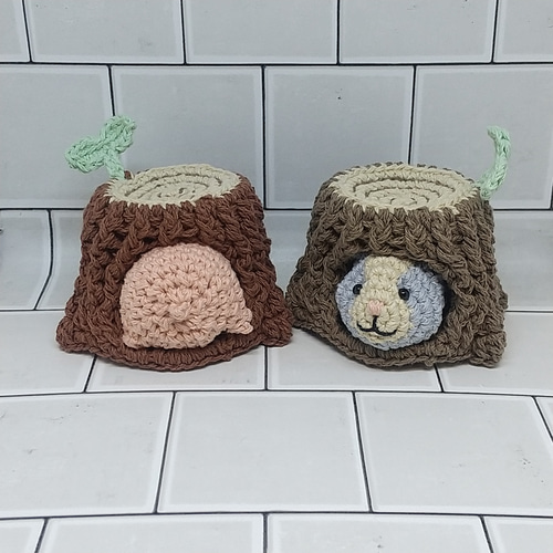 あみぐるみ ハムスター&切り株ハムちぐら あみぐるみ トネリ（Ok-3&Co