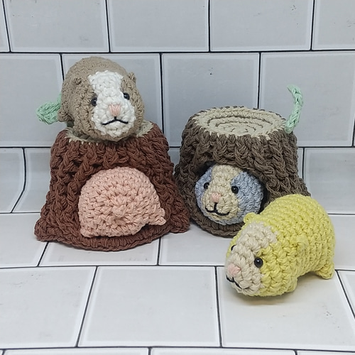 あみぐるみ ハムスター&切り株ハムちぐら あみぐるみ トネリ（Ok