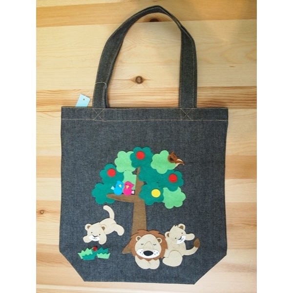 気のいいライオン親子（デニムトートバッグ）