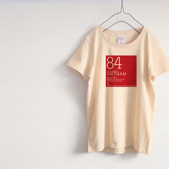 ベトナム「84」数字Tシャツ（ナチュラル） 1枚目の画像