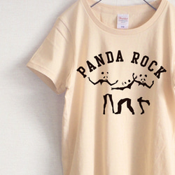 パンダ　ROCK　Tシャツ（ナチュラル） 1枚目の画像