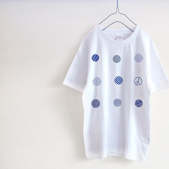 ドット&ピースマーク_blue　Tシャツ 1枚目の画像