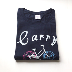 Carry　自転車　Tシャツ（ネイビー） 1枚目の画像