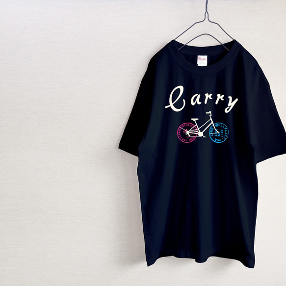 Carry　自転車　Tシャツ（ネイビー） 2枚目の画像
