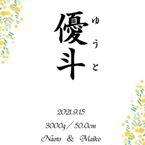 命名書】ミモザ9種類♡ニューボーンフォトお七夜 雑貨・その他 mari