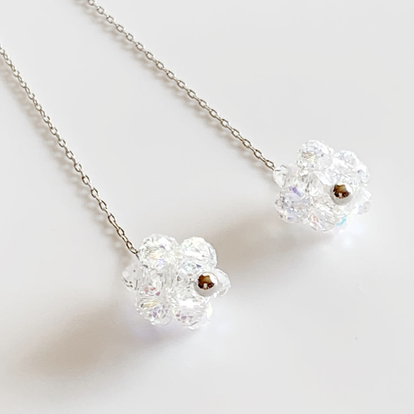 【Spark】揺れる チェーン ピアス ドロップ Pierce スワロフスキー®・クリスタル Swarovski® Crystals クリスタル