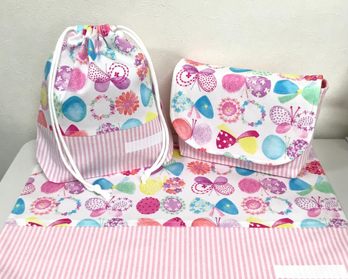 ランチョンマット、お弁当ポーチとコップ袋3点セット #1899 その他入園