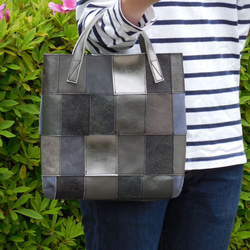 6.パッチワークバッグハンドメイド ハンドメイド トートバッグ No.868 手作り パッチワーク風