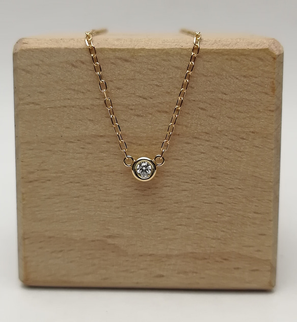 k18 ダイヤ0.36ct1点留ペンダントネックレス K18 0.03ct ダイヤモンドペンダントネックレス/受注制作