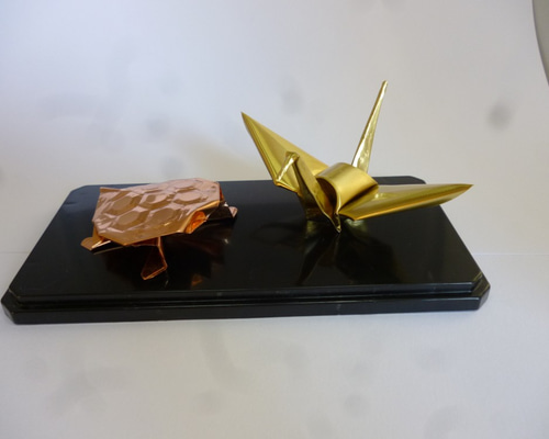 鶴と亀の金属製彫刻 約20cm 彫刻欄間の高原銘木店 ＞ 図柄一覧 ＞ 松竹梅に鶴亀 ＞ 0464