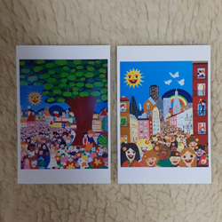 ハッピーパレードの作品　ベルリンとニューヨーク　ポストカード二枚セット　小楠アキコ作品 1枚目の画像
