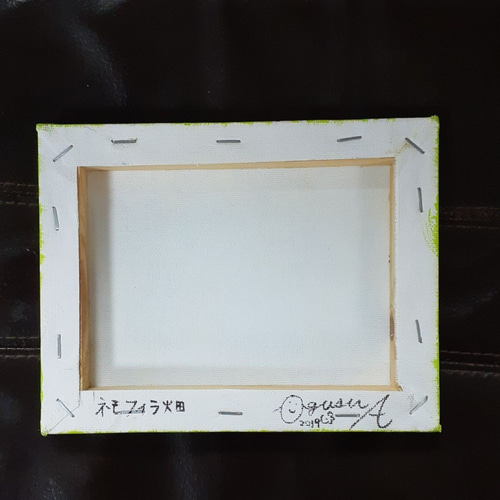 ハッピー太陽水色F0号画家アクリルガッシュ小楠アキコ作品