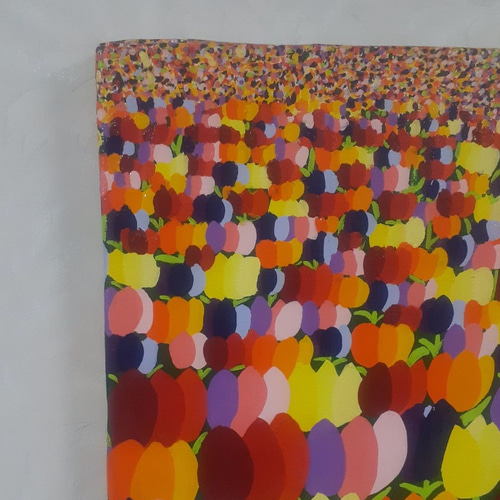 ハッピーネモフィラ畑　F20号　ハッピー太陽画家小楠アキコ作品 ハッピーネモフィラ畑の大作 F20号キャンバス アクリル絵の具