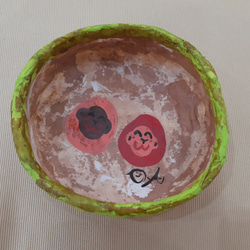 一貫張り　和紙と柿渋とアクリルガッシュの小物入れ　ハッピー太陽画家小楠アキコ作品 1枚目の画像
