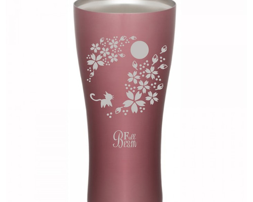 カラーステンレスタンブラー420ml『桜月猫』ピンク ビアグラス