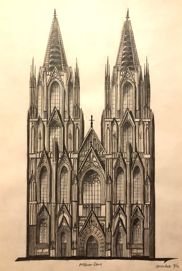 ケルン大聖堂 スケッチ （額縁) ケルン大聖堂 スケッチ （額縁)