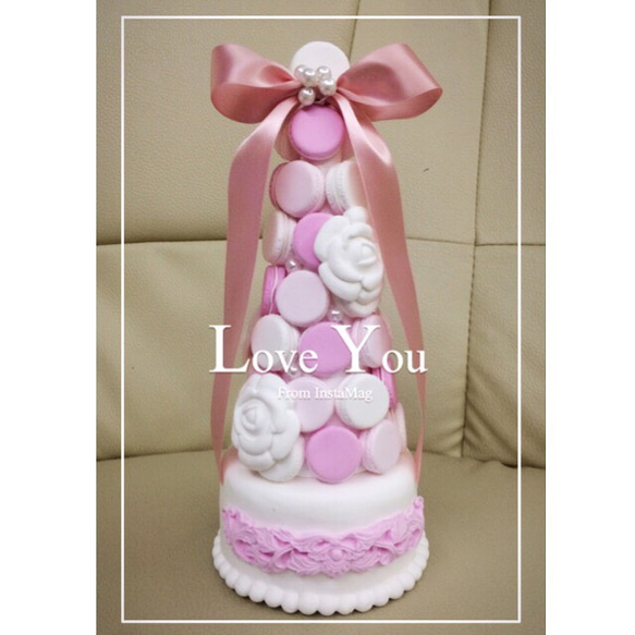 ハンドメイド粘土♡カメリアマカロンタワー ハンドメイド粘土