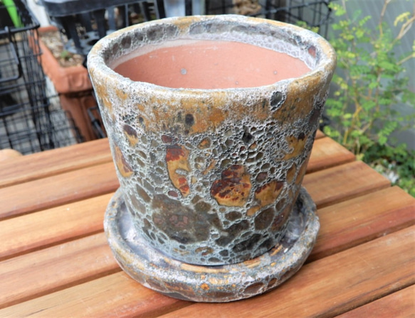 モダンモザイク柄　陶器鉢　植木鉢　プランター　鉢　 3枚目の画像
