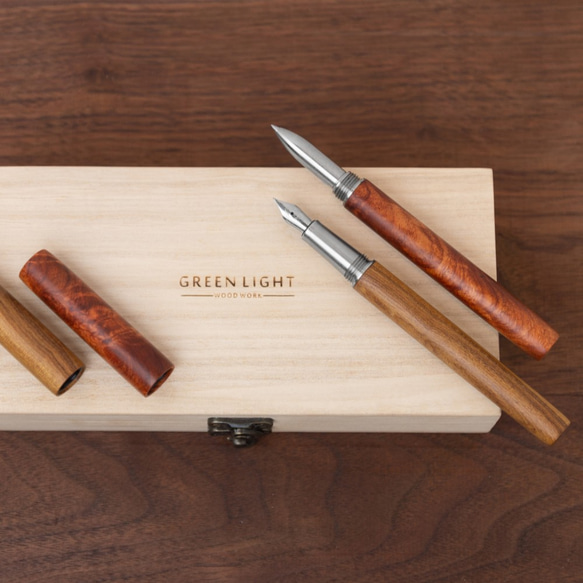 實木封端鋼筆/鋼珠筆| 專業款・可雷射雕刻＃原木筆筆・書寫用具綠光木