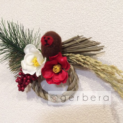 【再販】おさるさんと紅白椿のお正月飾り❀ 3枚目の画像