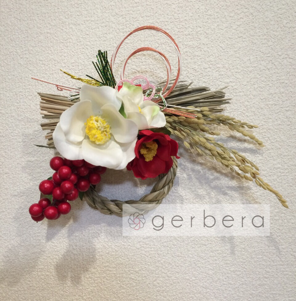 【再販】紅白椿のお正月飾り❀B 1枚目の画像