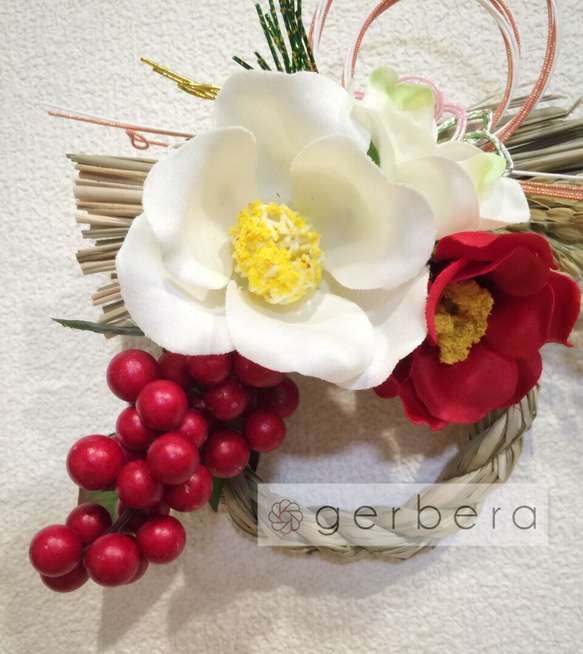 【再販】紅白椿のお正月飾り❀B 4枚目の画像