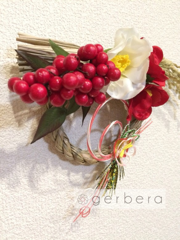 【再販】紅白椿のお正月飾り❀C 2枚目の画像