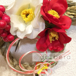 【再販】紅白椿のお正月飾り❀C 4枚目の画像