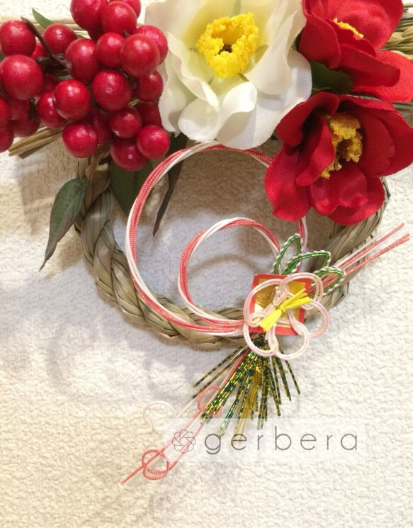 【再販】紅白椿のお正月飾り❀C 5枚目の画像