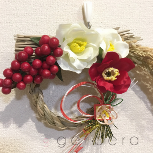人気の紅白椿のお正月飾り❀ しめ縄・しめ飾り gerbera 通販 1566876