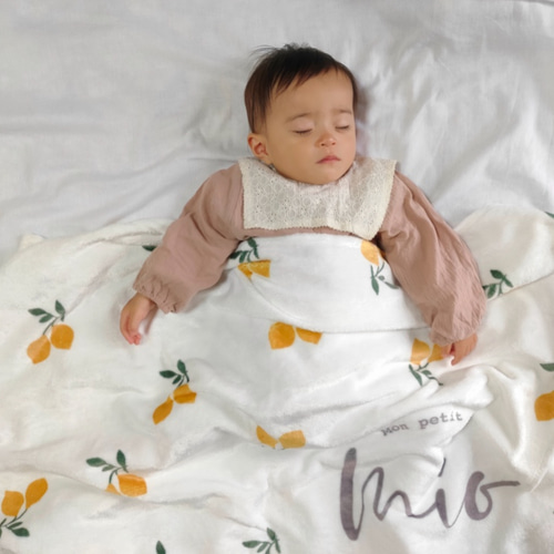 名入れ ブランケット（レモン） 通年用 出産祝い ギフト 雑貨・その他  