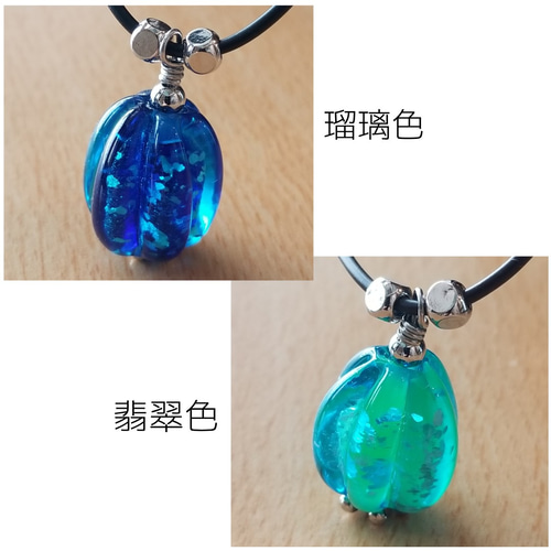とんぼ玉ネックレス 夏 ガラス 瑠璃 翡翠 銀箔玉 ネックレス