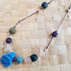 とんぼ玉ネックレス Jewelry Rose 素材色々ミックスネックレス  ガラス ターコイズブルー バラ 夏  宝石 6枚目の画像