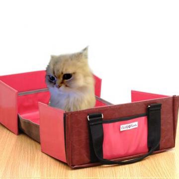 ペットと一緒におうちキャンプ！限定「ファッションバッグ型ペットトイレ」アーガイルワイン 送料無料！