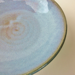 優しい天然灰の釉（青）パスタボウル　丸皿 2枚目の画像