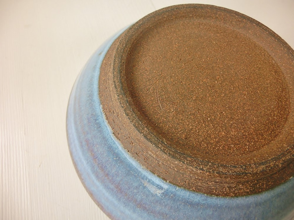 優しい天然灰の釉（青）パスタボウル　丸皿 3枚目の画像