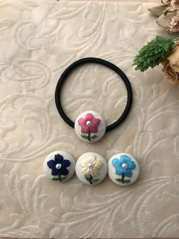 お花刺繍のくるみボタンヘアゴム ヘアゴム tree top 通販 9225802