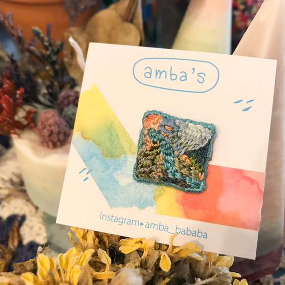 amba’s 手工刺繡別針-小河日落 第1張的照片