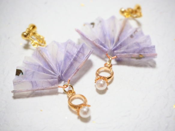 [新]可愛的淺紫色耳環（淺紫色）_日常使用，日式服裝，成年禮，婚禮和禮物_201909 第1張的照片