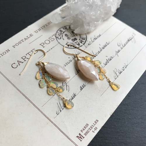 14kgfニュアンスカラーオパールピアス/イヤリング