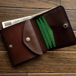 【名入れ無料】本革二つ折り財布 アンティークブラウン 3枚目の画像
